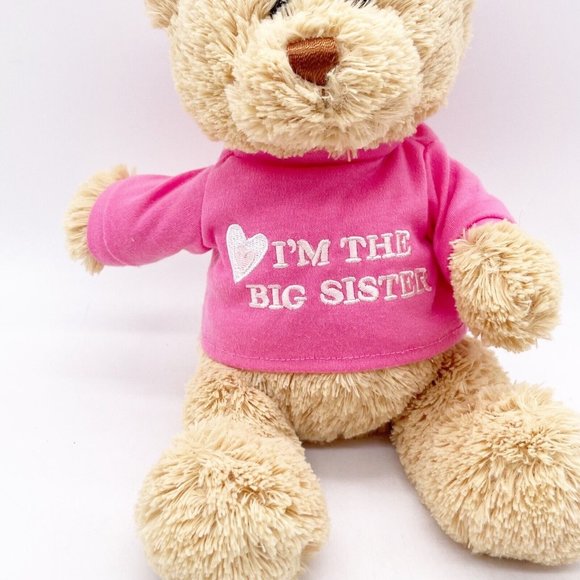 GUND Brown Teddy Bear Plush I'm the Big Sister Pink Shirt Stuffed Animal Toy 12” - Picture 9 of 9